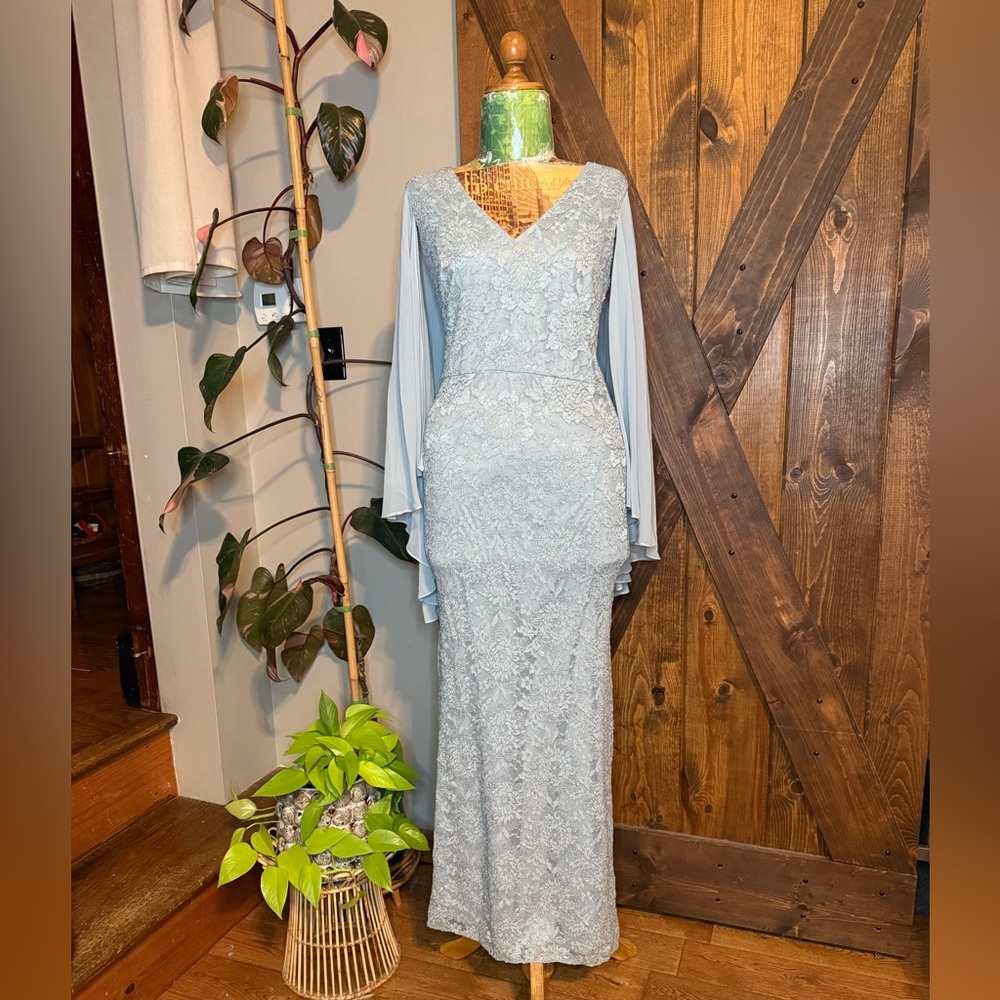Betsy & Adam Light Blue Lace Dress